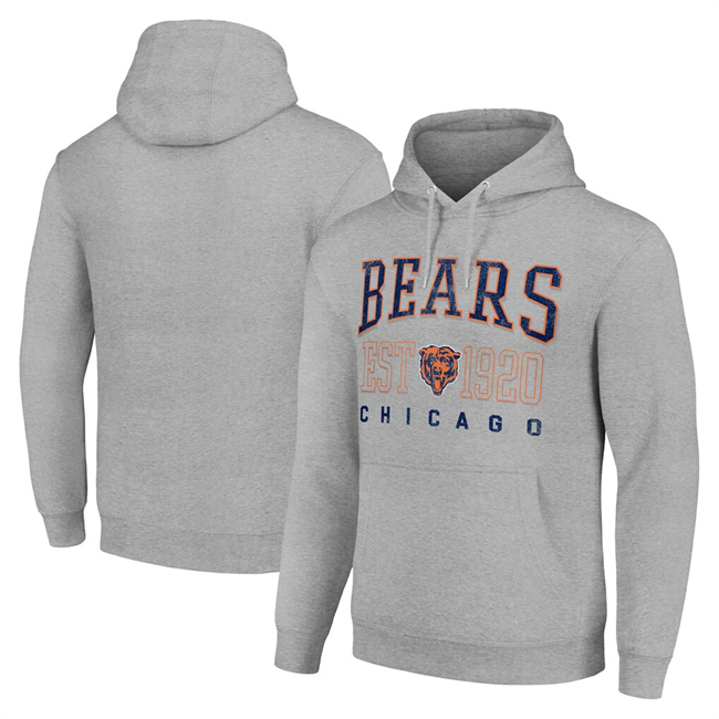 Men's Grey Chicago Bears Throwback Logo Pullover Hoodie